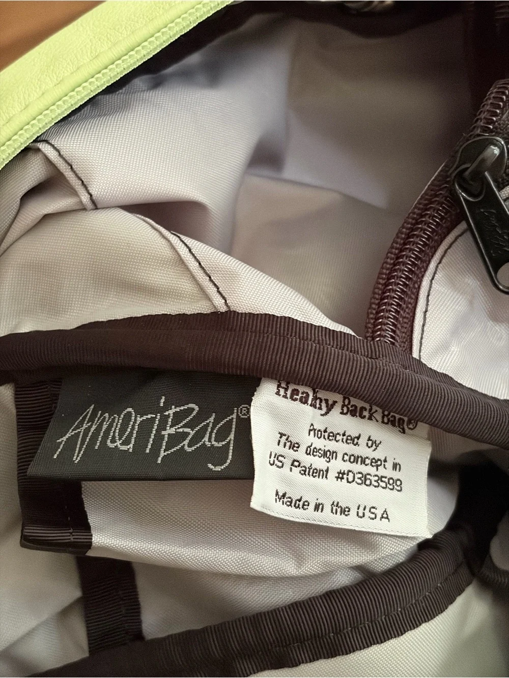 Vintage AmeriBag Leather Healthy Back Bag Pistachio Lime USA Made Sling